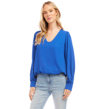 Load image into Gallery viewer, Karen Kane: Puff Sleeve Top in Sapphire Blue

