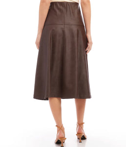 Karen Kane: Vegan Leather Midi Skirt