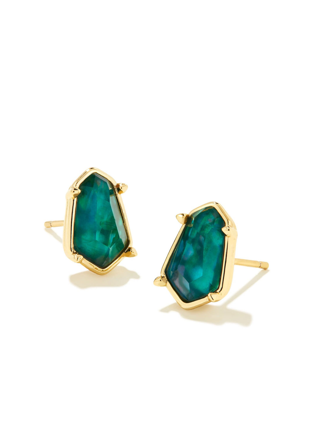 Kendra Scott: Alexandria Stud Earrings Gold Teal Green Illusion