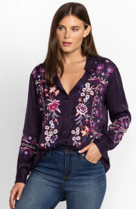 Johnny Was: Curacao Oversized Shirt Tunic in Deep Purple