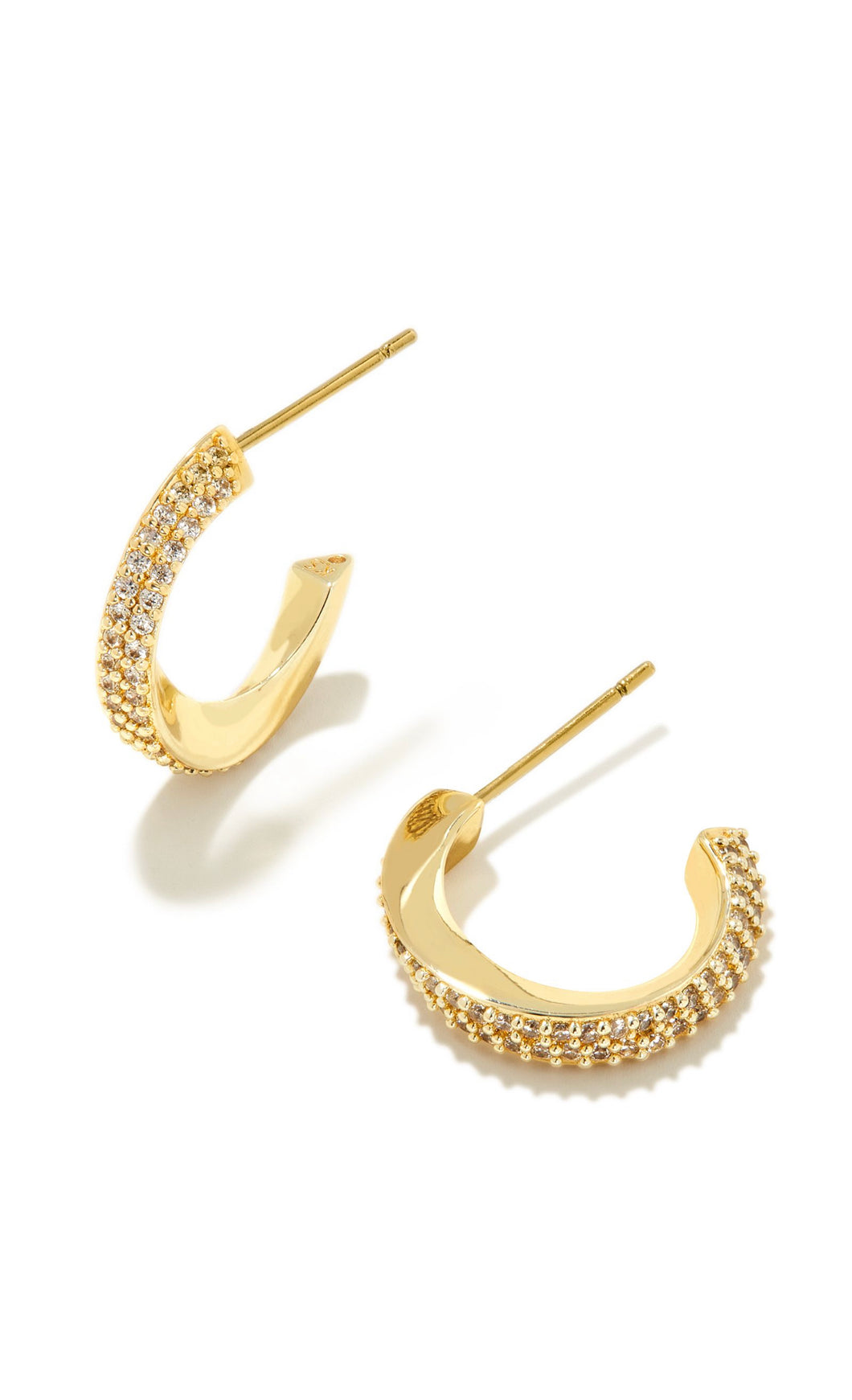 Kendra Scott: Ella Gold Huggie Earrings in White Crystal
