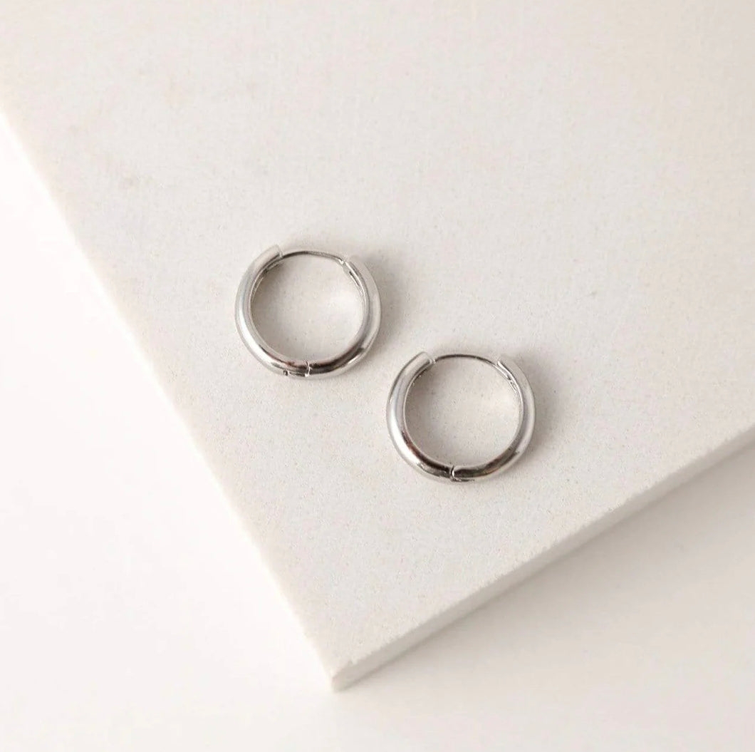 Lovers Tempo: Bea 12mm Huggie Hoop Silver Earrings