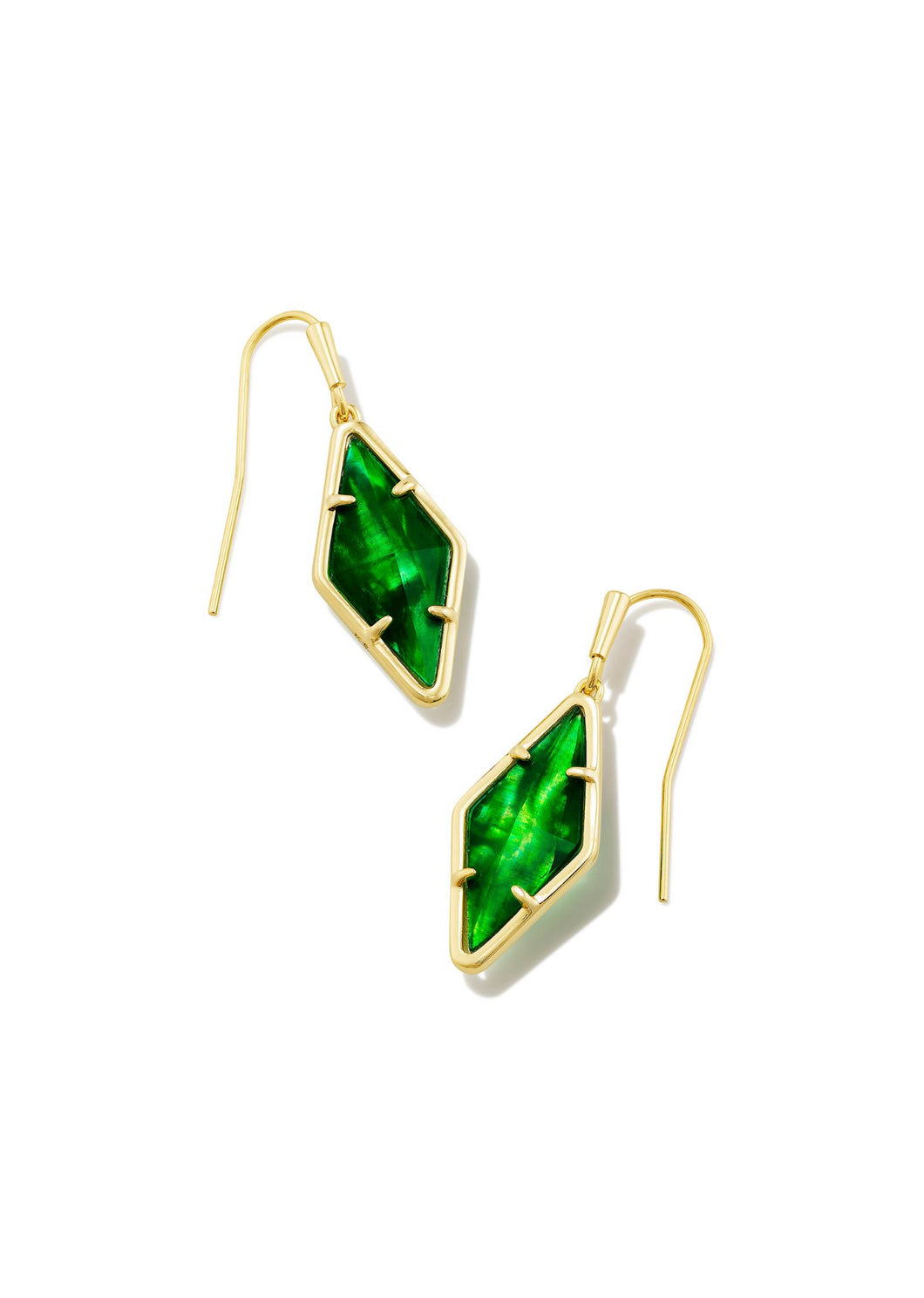 Kendra Scott: Kinsley Drop Earrings in Gold Kelly Green Illusion