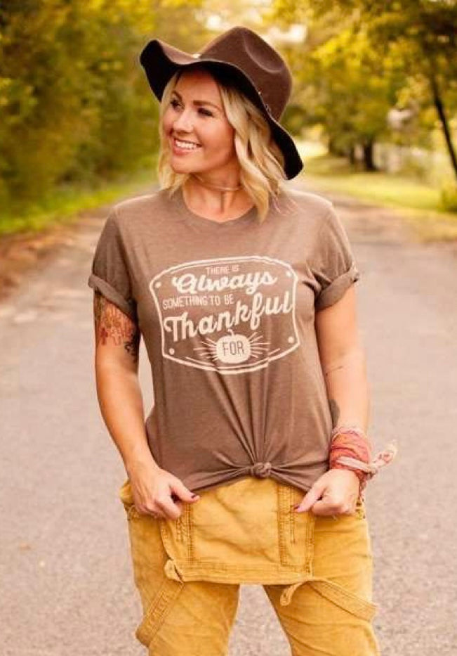 Ruby’s Rubbish: Always Something To Be Thankful For T- Shirt in Brown