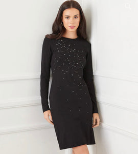 Karen Kane: Sparkle Sheath Dress in Black