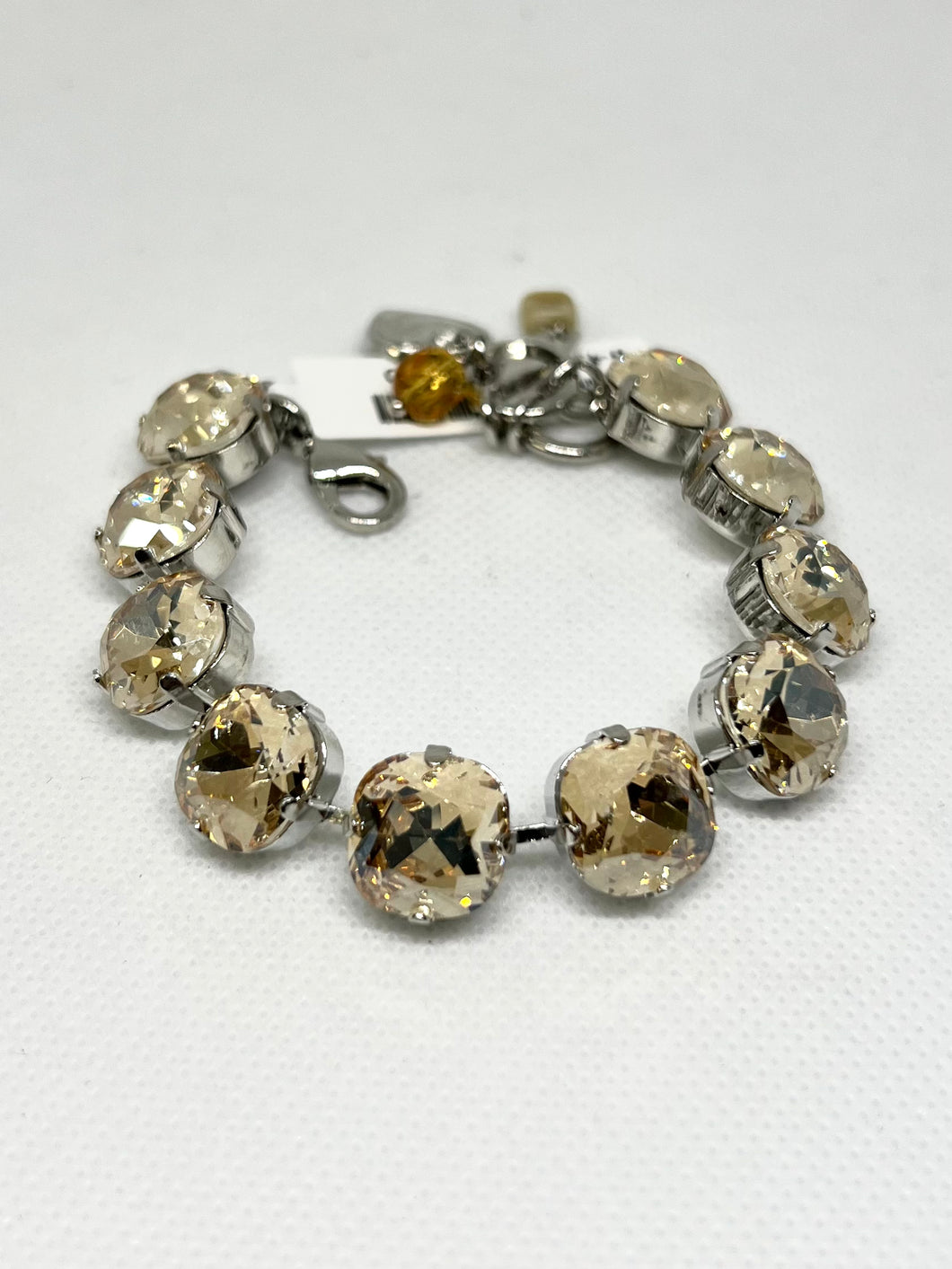 Mariana: Cushion Cut Silver Bracelet in “Golden Shadow”