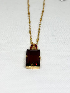 Mariana: Large Emerald Cut Necklace in “Ruby”