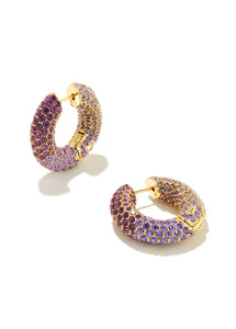Kendra Scott: Mikki Pave Earrings in Gold Purple Ombré Mix