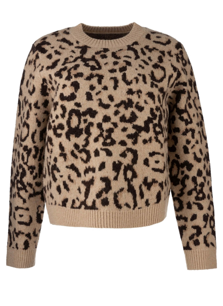 Kut: Gisela Animal Print Pullover Sweater in Beige and Brown