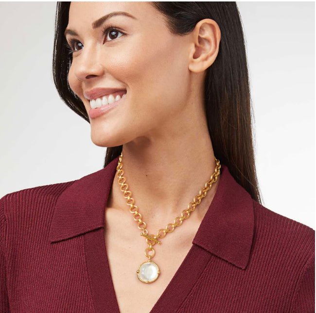 Julie Vos: Honeybee Demi Necklace in Iridescent Peacock Blue C