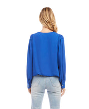 Load image into Gallery viewer, Karen Kane: Puff Sleeve Top in Sapphire Blue

