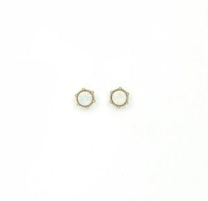 Lovers Tempo: Astrid Stud Gold Earrings White Opal
