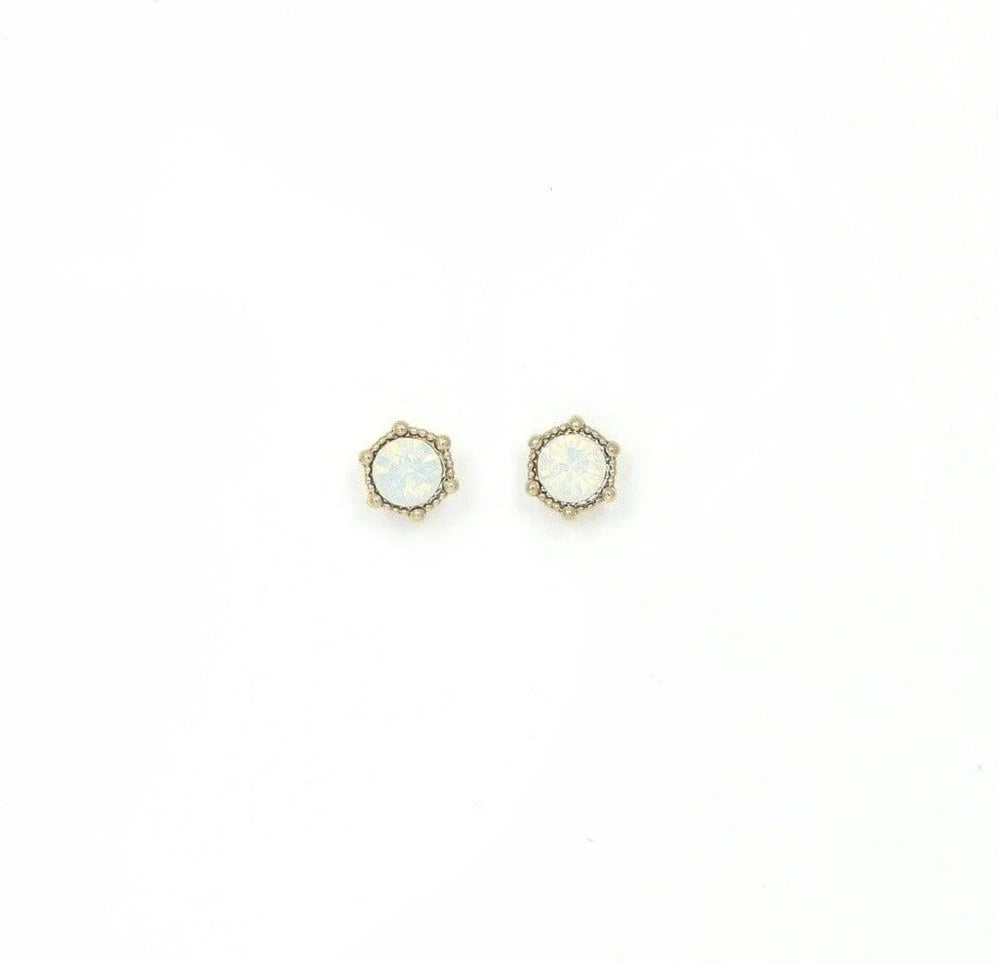 Lovers Tempo: Astrid Stud Gold Earrings White Opal