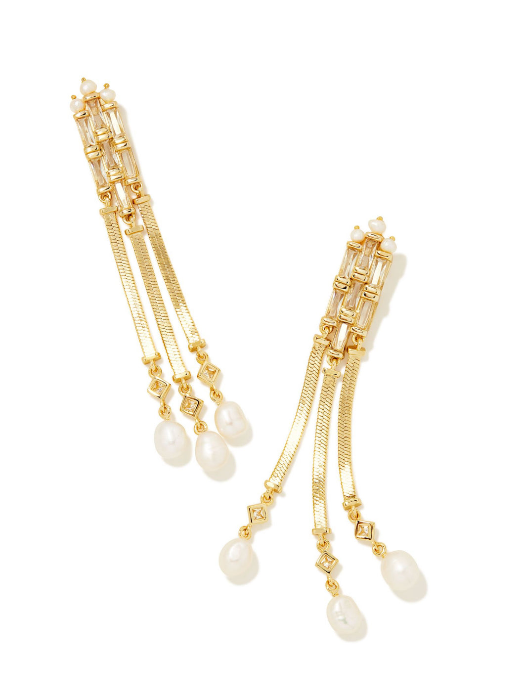 Kendra Scott: Gracie Linear Earrings in Gold White Mix