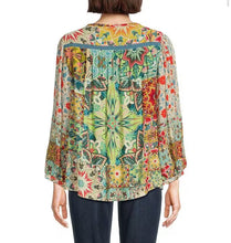 Load image into Gallery viewer, John Mark: Embroidered Multi Print Tassel Tie Tunic with 3/4 Sleeves
