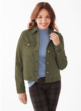 Load image into Gallery viewer, French Dressing Jeans: Vintage Jean Jacket with Euro Twill in Olive
