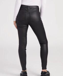 KUT: Mia Coated High Rise Fab Ab Toothpick Skinny 5 Pocket Jeans in Black KP08990MF5