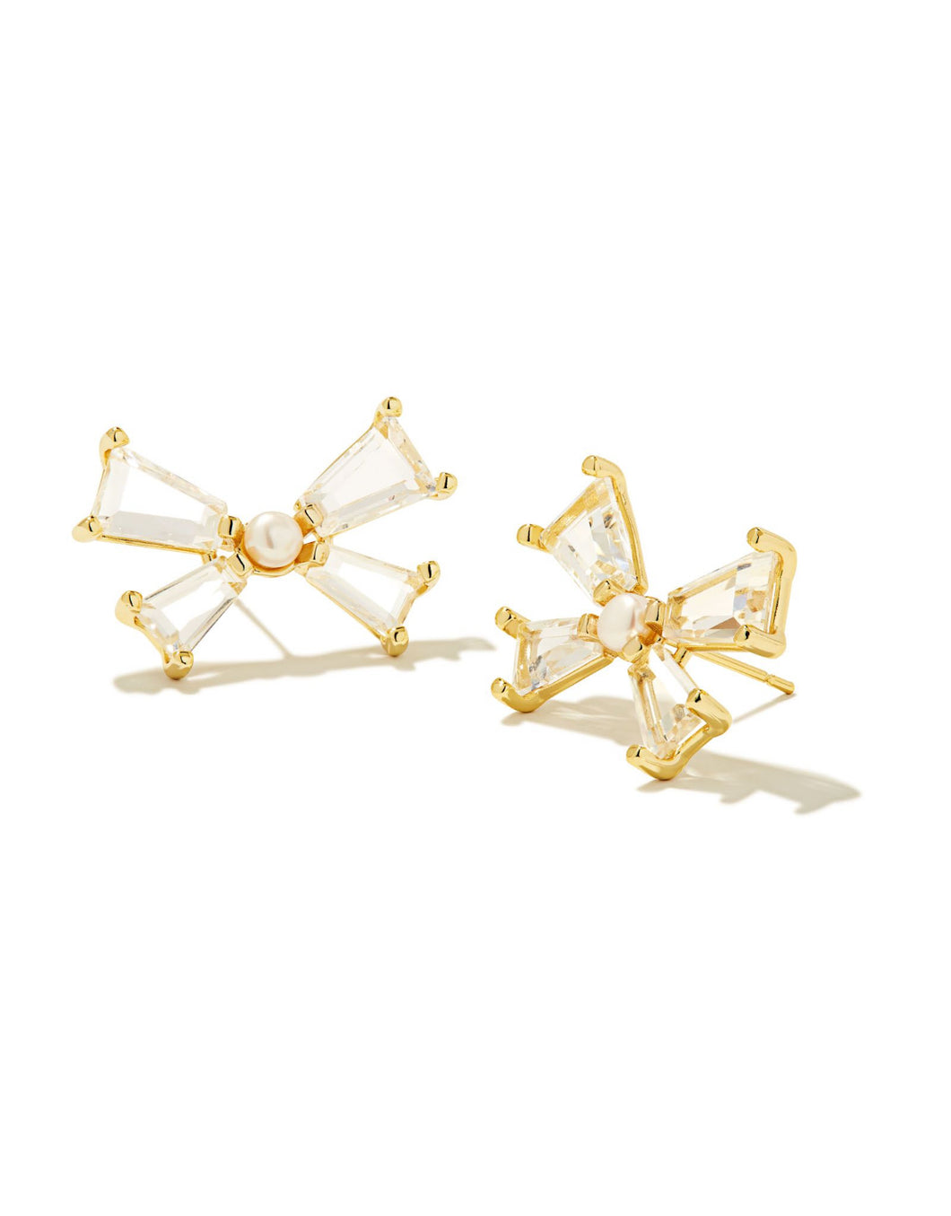 Kendra Scott: Blair Bow Stud Earrings in Gold White Crystal