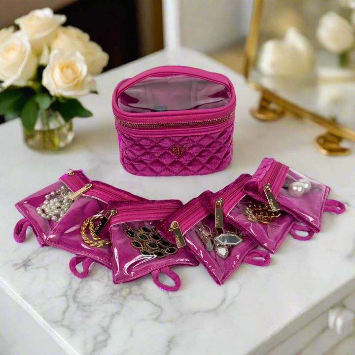 PurseN: Getaway Jewelry Bag in Fuchsia Velvet (H2099FV)