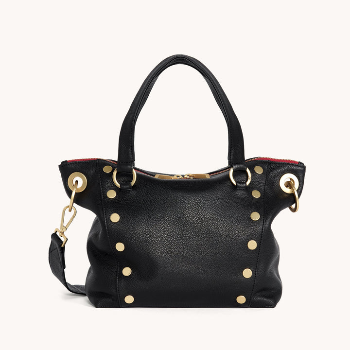 Hammitt: Daniel Med in Black/Brushed Gold Red Zip