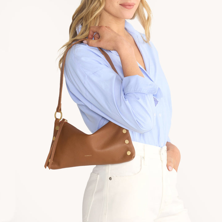 Hammitt: Kyle Handbag in Mahogany Pebble/Brushed Gold