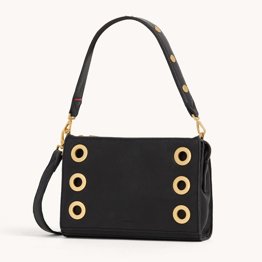 Hammitt: Montana Clutch Sml in Black/Brushed Gold
