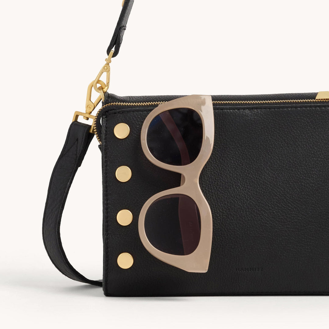 Hammitt: Montana Clutch Sml in Black/Brushed Gold