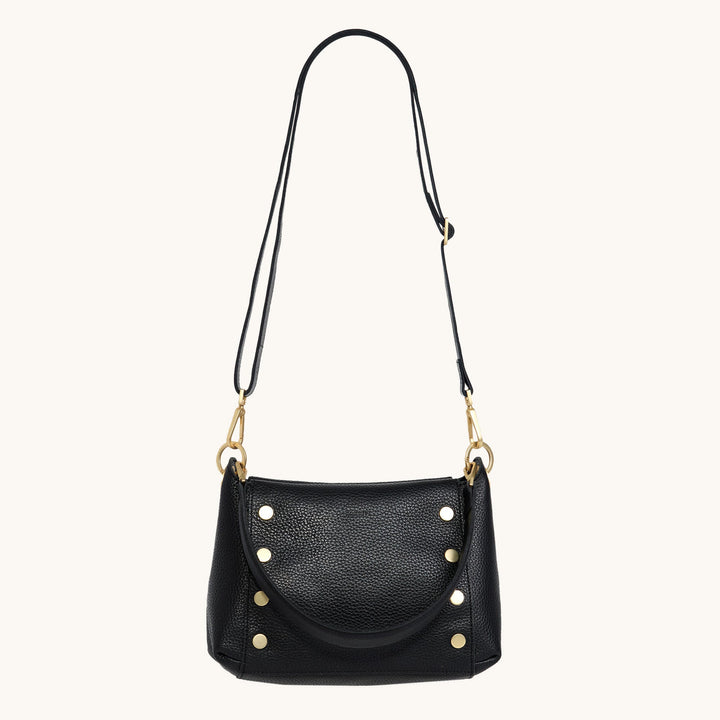 Hammitt: Bryant Med in Black/Brushed Gold Red Zip
