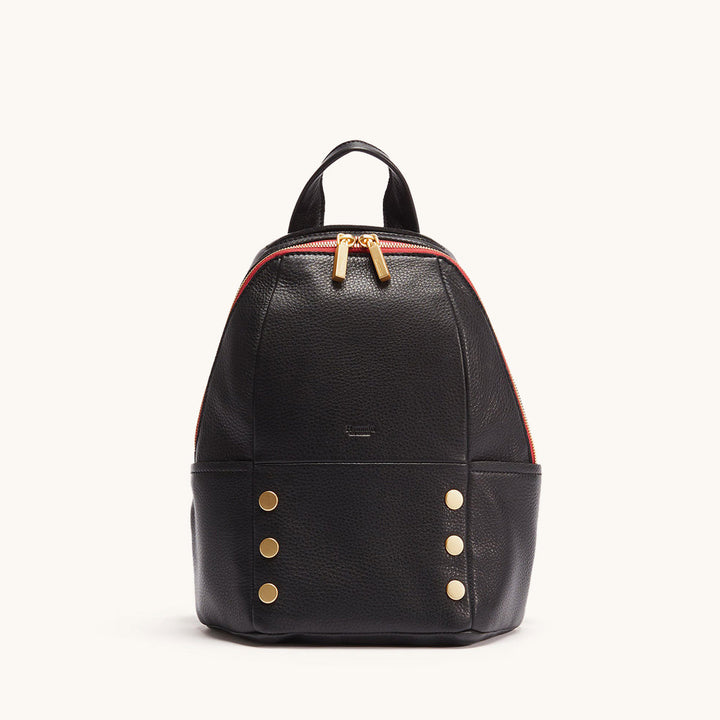 Hammitt: Hunter Med in Black/Brushed Gold Red Zip