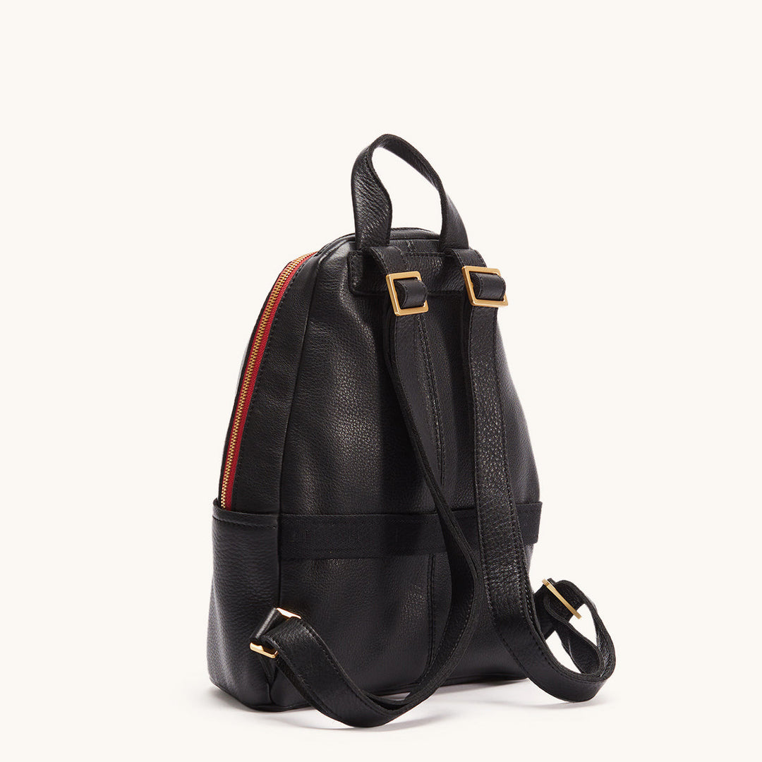 Hammitt: Hunter Med in Black/Brushed Gold Red Zip