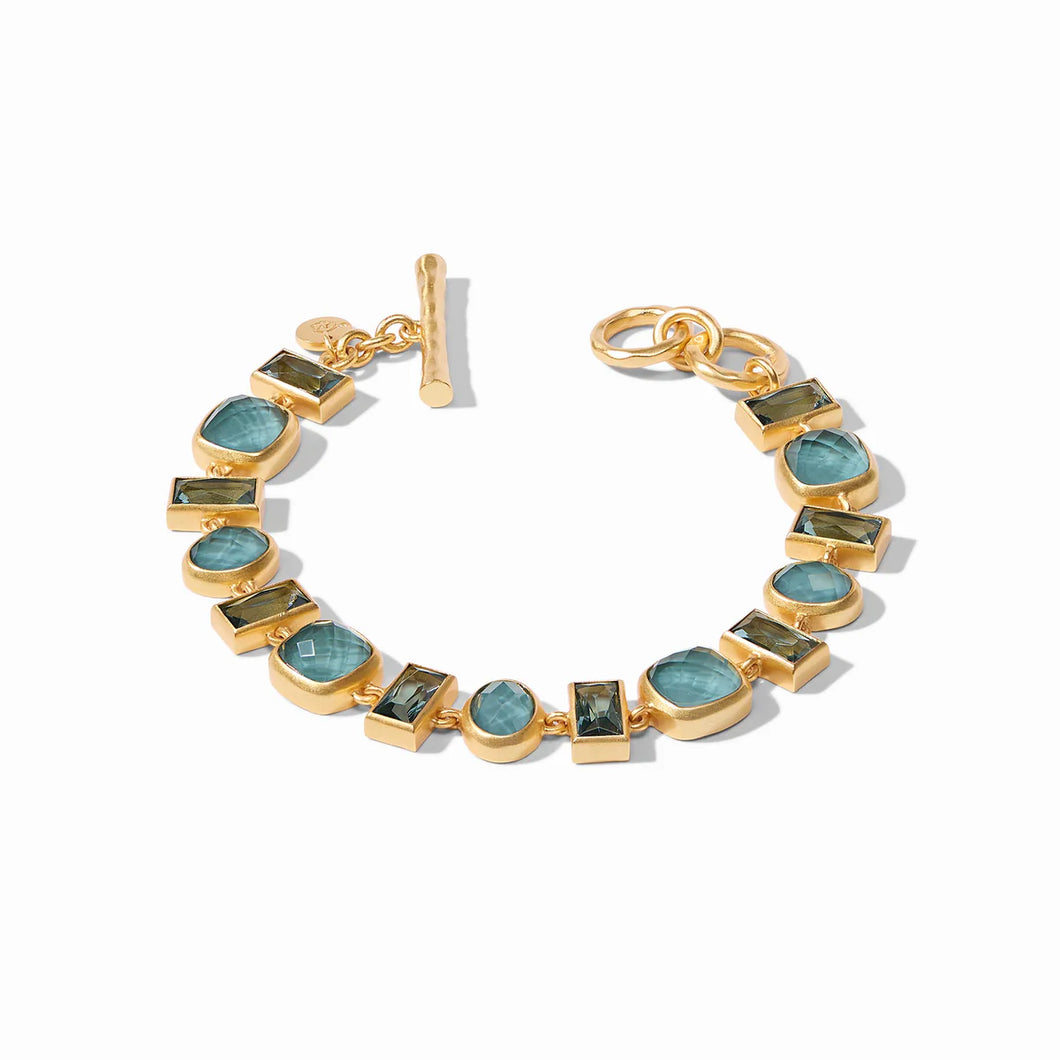 Julie Vos: Antonia Tennis Bracelet Iridescent Peacock Blue C