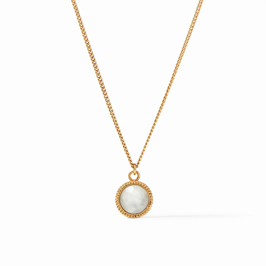 Julie Vos: Fleur-de-Lis Solitaire Necklace in Clear Crystal C