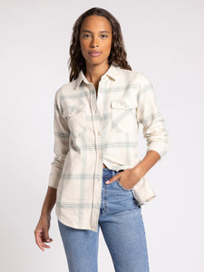 Thread & Supply: Gracelyn Shirt in Cream Aqua Mist Plaid