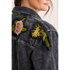 Tribal: Shacket with Back Embroidery in Black