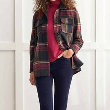 Load image into Gallery viewer, Tribal: Mid Length Plaid Shacket in Dahlia

