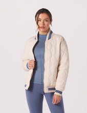 Load image into Gallery viewer, Glyder: Varsity Jacket in Oat Milk and Washed Blue
