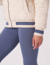 Load image into Gallery viewer, Glyder: Varsity Jacket in Oat Milk and Washed Blue

