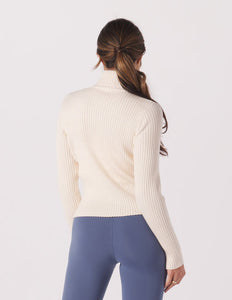 Glyder: Couture Rib Turtle Neck in Oat Milk
