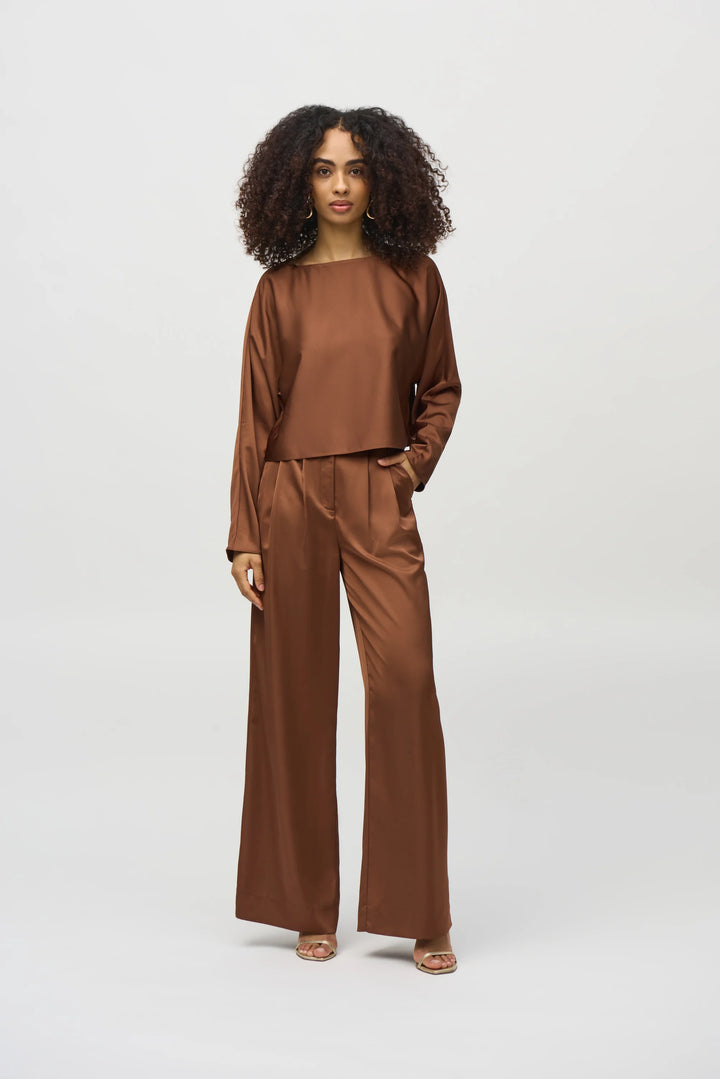 Joseph Ribkoff: Chestnut Satin Boxy Top
