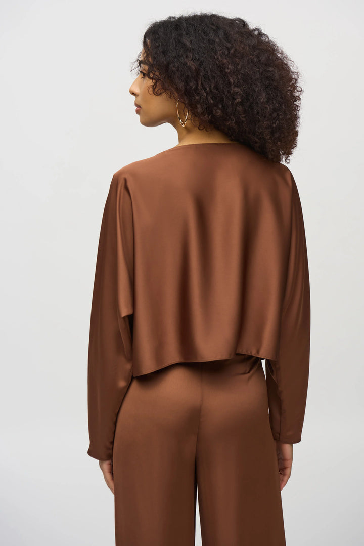 Joseph Ribkoff: Chestnut Satin Boxy Top