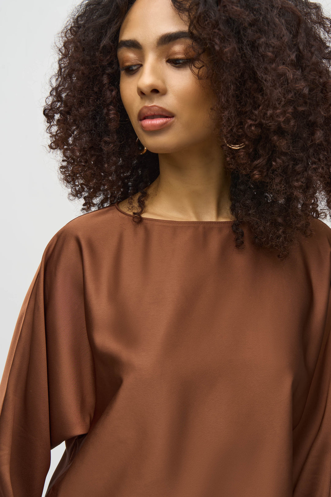 Joseph Ribkoff: Chestnut Satin Boxy Top