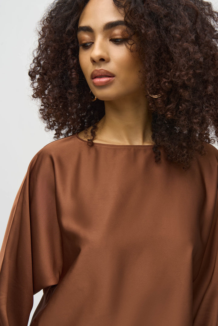 Joseph Ribkoff: Chestnut Satin Boxy Top