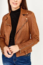 Load image into Gallery viewer, Frank Lyman: Faux Suede Moto Jacket in Whiskey
