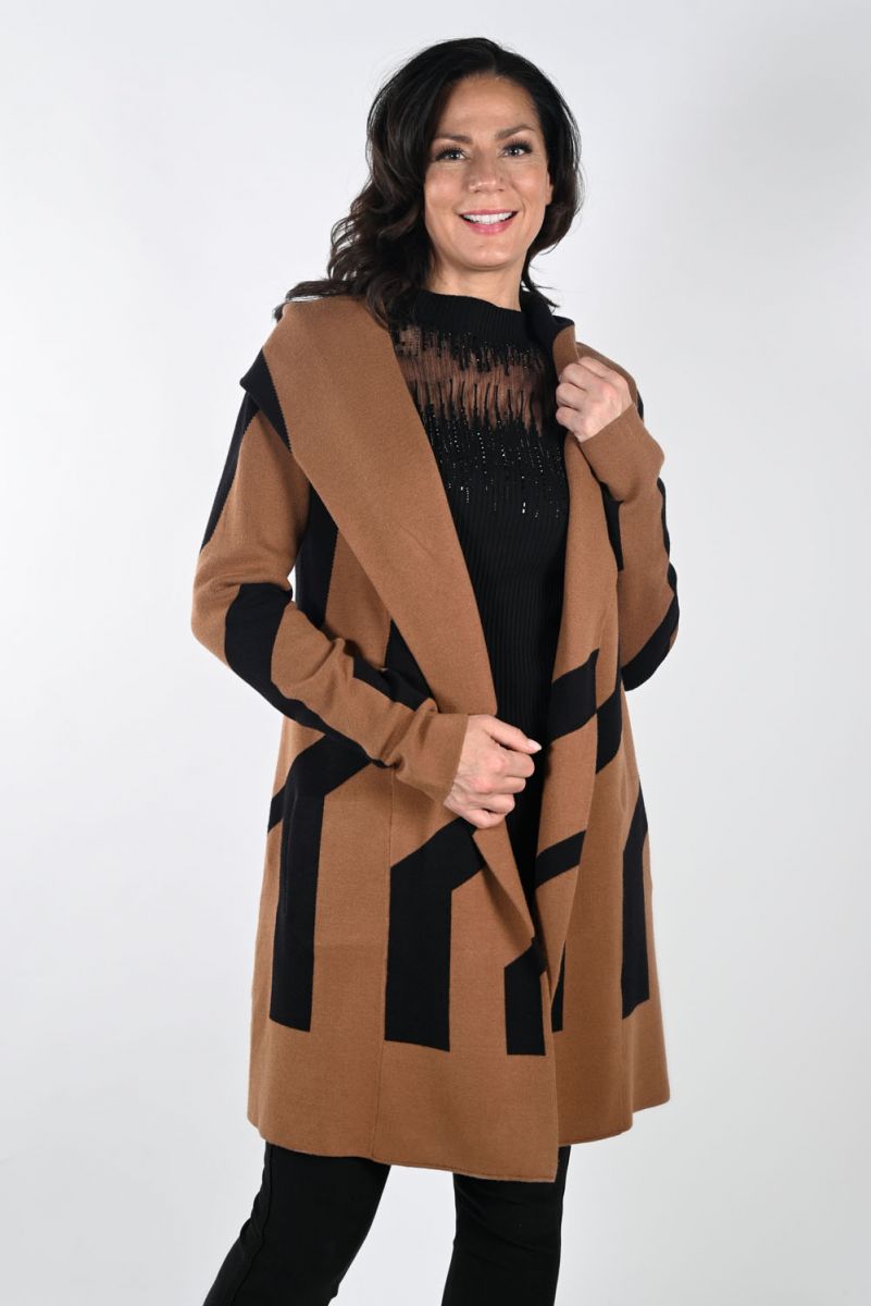 Frank Lyman: Brown/Black Knit Cardigan