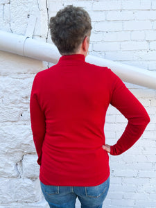 A la Carte: Long Sleeve Mock Neck Sweater in Red