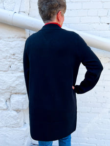 A la Carte: Snap Front Knit Sweater with Pockets in Black