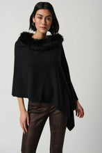 Load image into Gallery viewer, Joseph Ribkoff: Poncho With Fur in Black
