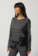 Load image into Gallery viewer, Joseph Ribkoff: Black/Multi Plaid Long Sleeve Top
