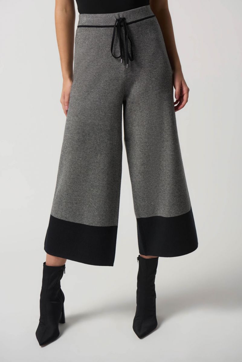Joseph Ribkoff: Black/Grey Colour-Block Culotte Pants 233936
