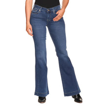 Load image into Gallery viewer, 7 for All Mankind: Women&#39;s Medium Wash Dojo Dutchess Mid Rise Flare Leg Trouser Jeans

